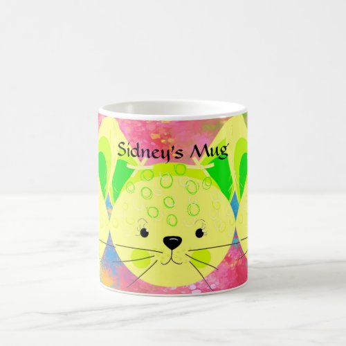 Childrens Mug with Cute Cats in Yellow