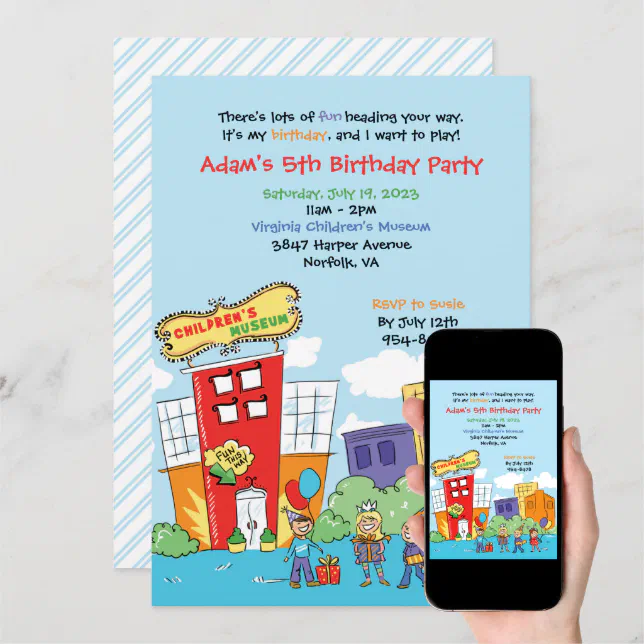 Children's Museum Birthday Party Kids Science Invitation Zazzle