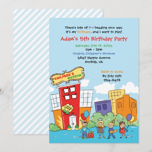 Children's Museum Birthday Party Kids Science Invitation (Front/Back)