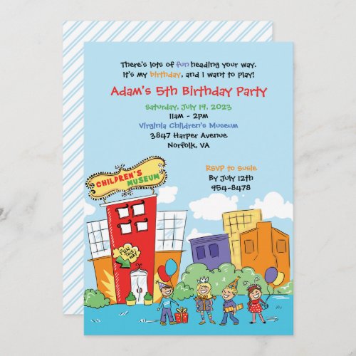 Childrens Museum Birthday Party Kids Science Invitation