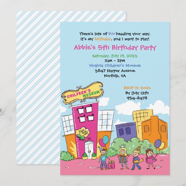Children's Museum Birthday Party Kids Science Invitation (Front/Back)