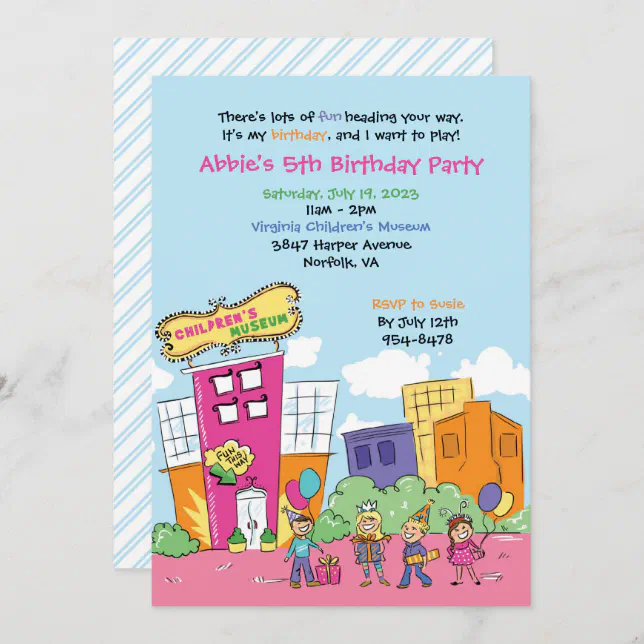 Children's Museum Birthday Party Kids Science Invitation Zazzle