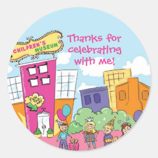 Children's Museum Birthday Party Science Kids Classic Round Sticker