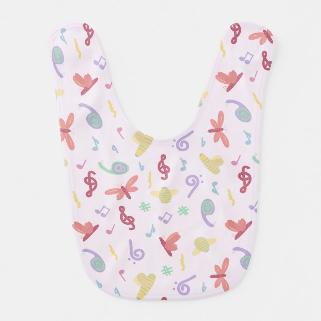 children's music pattern baby bib (Front)