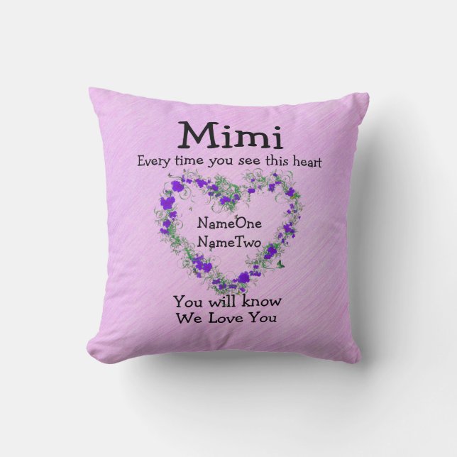 Children's Names Change Mimi -  See Heart Love You Throw Pillow (Front)