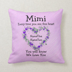 Children's Names Change Mimi - See Heart Love You Throw Pillow