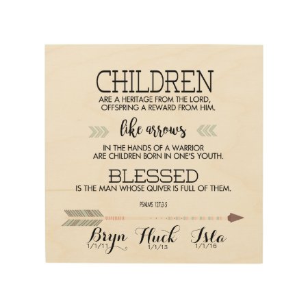 Children's Names Scripture Verse With Arrows Wood Wall Art