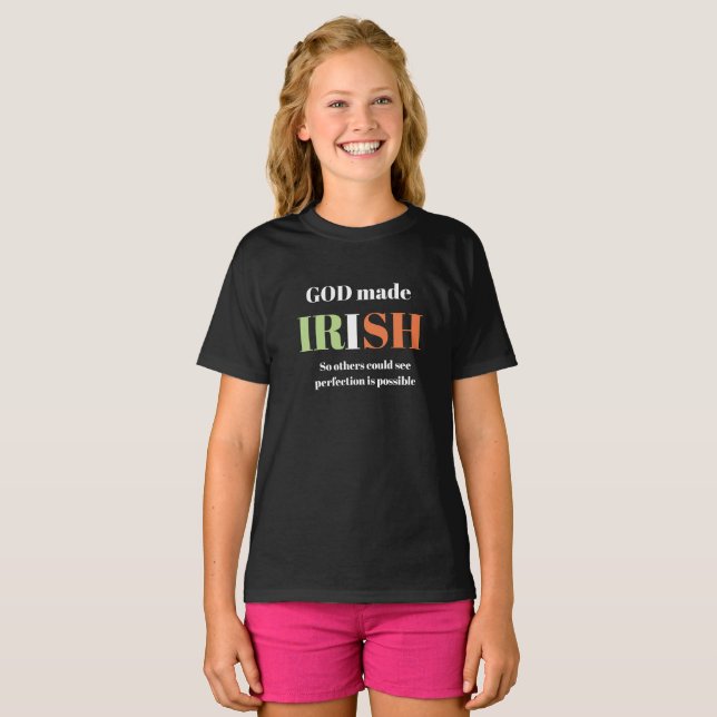 Children's Novelty T-shirt Fashion  GOD made IRISH (Front Full)