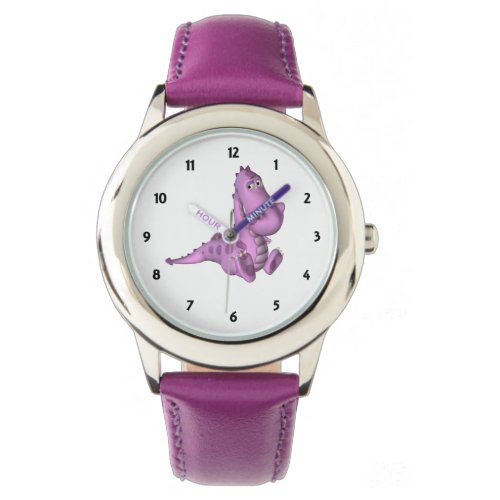 Childrens numbered Purple Dinosaur Watch