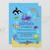 Children's Ocean Themed Birthday Invitation (Front/Back)
