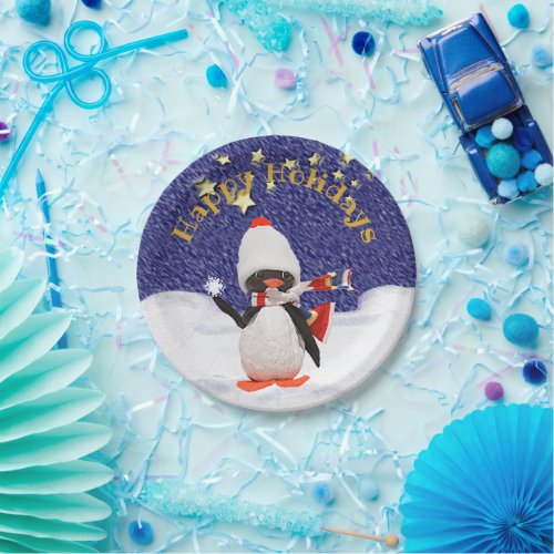 Childrens Party Happy Holidays Winter Penguin Paper Plates