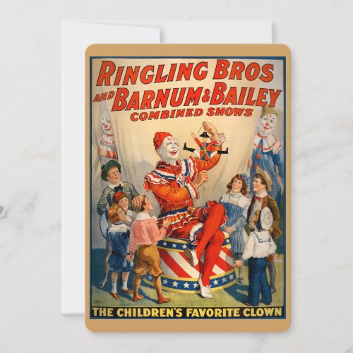 Childrens Party Invitation with a Vintage Clown