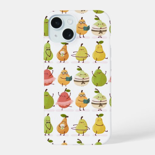 Childrens pattern of fun_colored pears iPhone 15 case