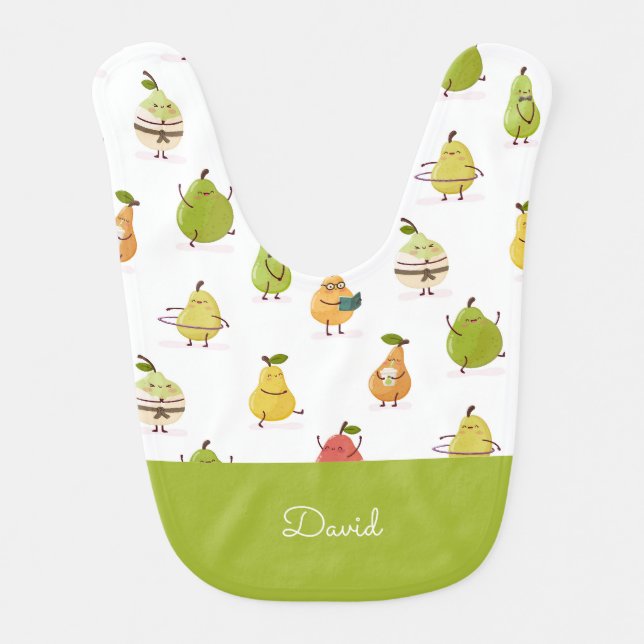 Children's pattern of fun pears baby bib (Front)