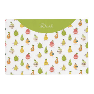 Children's pattern of fun pears placemat