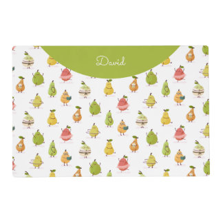 Children's pattern of fun pears placemat