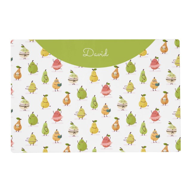 Children's pattern of fun pears placemat (Front)