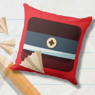 Children's Pencil and Paper Pencil Sharpener Throw Pillow