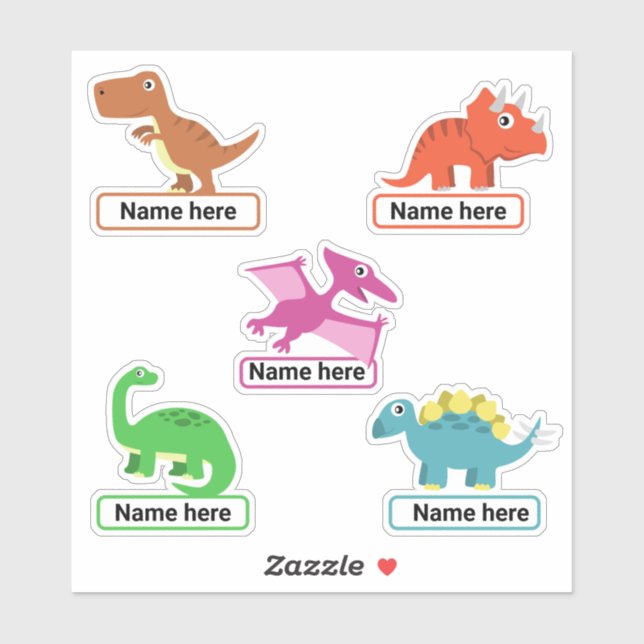 Children's Personalized  Dinosaur Name Sticker Set (Sheet)