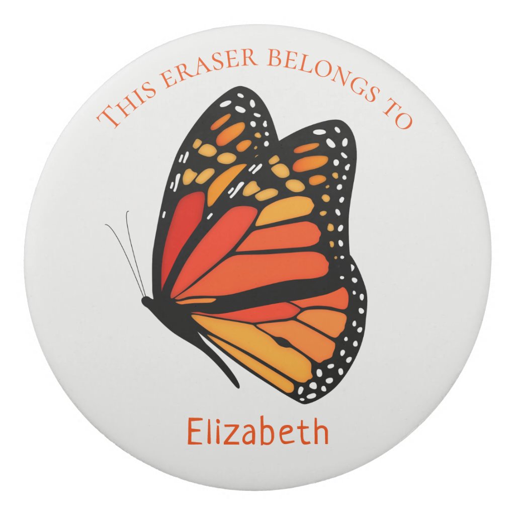 children's personalized Monarch Butterfly eraser