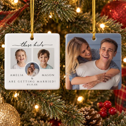 Children's Photos Wedding Engagement Christmas Ceramic Ornament