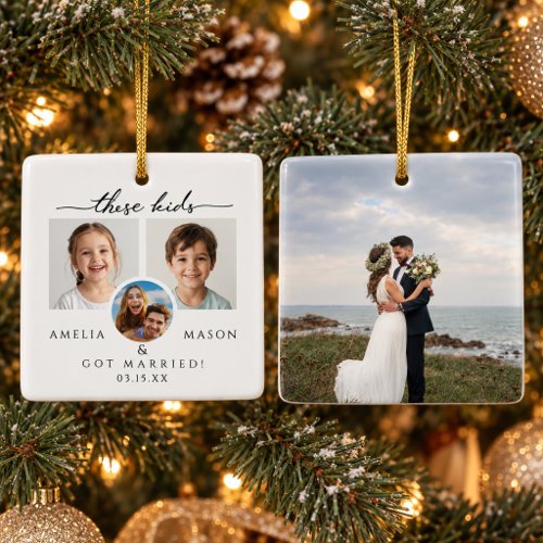 Children's Photos Wedding First Christmas Together Ceramic Ornament