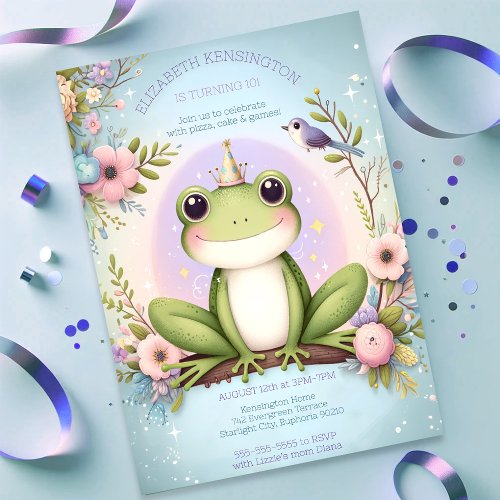  Childrens Princess Frog Cute Birthday Party  Invitation