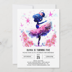 Children's Printable Ballerina Birthday Invitation