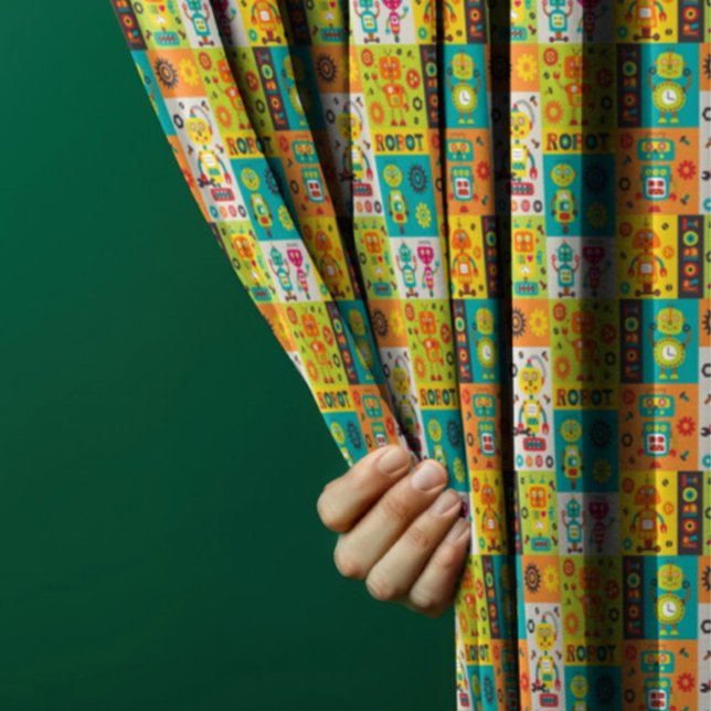 Childrens Robot Fun Pattern Blackout Curtains (Children's Robot Fun Pattern Sheer Curtains from Ricaso. A colorful addition for kids bedrooms
)