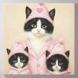 Children's room art, Cats in pajamas Canvas Photo Tile