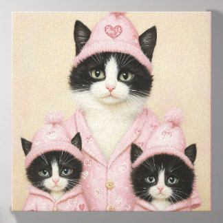 Children's room art, Cats in pajamas  Canvas Photo Tile
