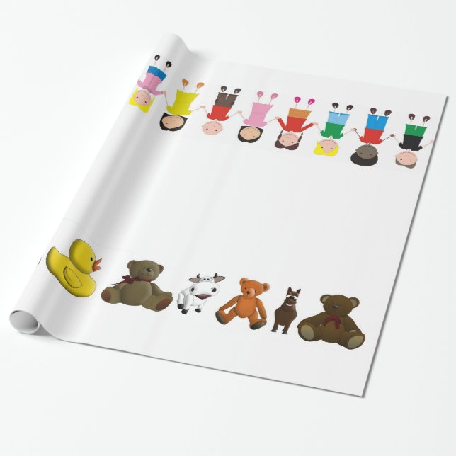 Children's Row Wrapping Paper (Unrolled)