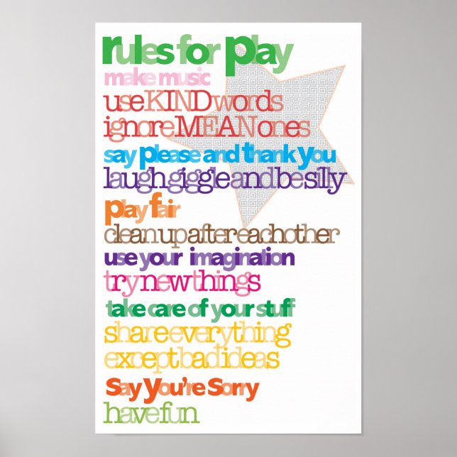 Children's Rules for Play Poster (Front)