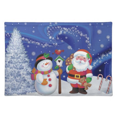 Childrens Santa and Snowman Cloth Placemat