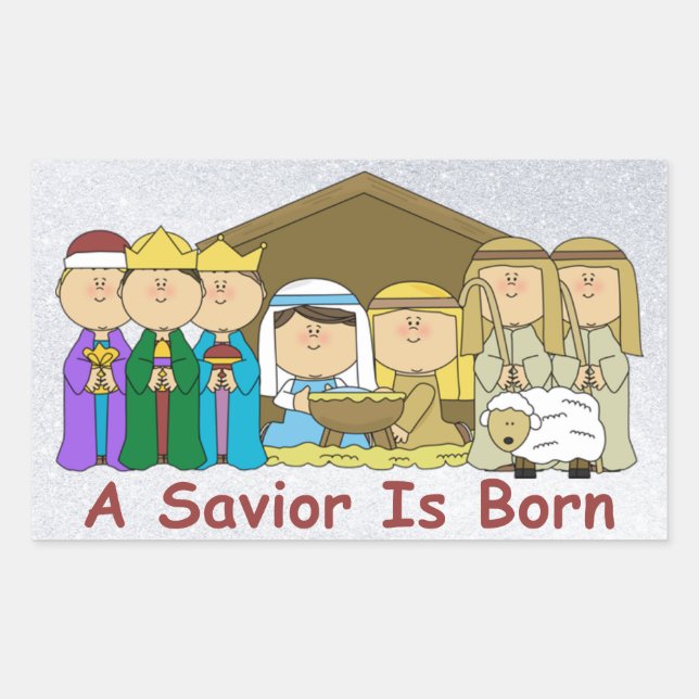 Children's Savior Born Nativity Stickers (Front)