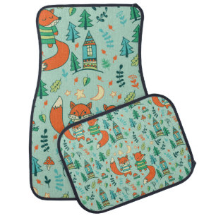 Children's seamless with young foxes. Funny childr Car Floor Mat