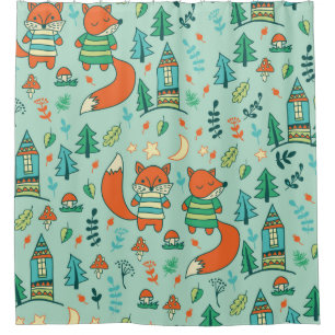 Children's seamless with young foxes. Funny childr Shower Curtain