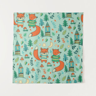 Children's seamless with young foxes. Funny childr Tapestry