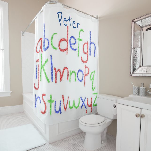 Children's Shower Curtain Alphabet (In Situ)