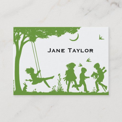 Customizable Children's Silouette Mom Business Card Templates