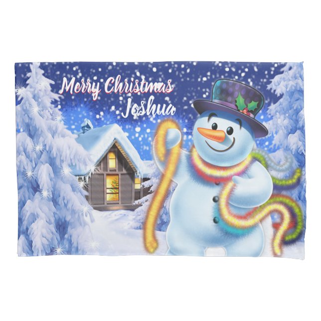 Children's single pillowcase Christmas snowman (Front)