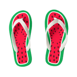 Children's Size Funny Watermelon Slice Look Kid's Flip Flops