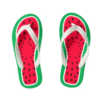 Children's Size Funny Watermelon Slice Look Kid's Flip Flops by UrHomeNeeds at Zazzle
