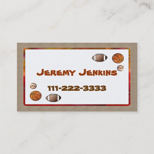 Customizable Children's Sports calling card Business Card Template