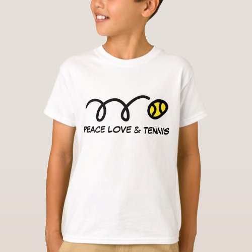 Childrens sports clothes  Peace love  tennis T_Shirt