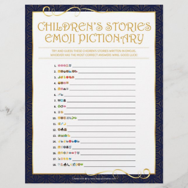 Children's Stories Emoji Pictionary [Golden Blue] Letterhead (Front)