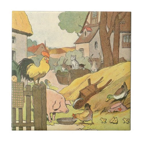Childrens Story Book Farm Animals Tile