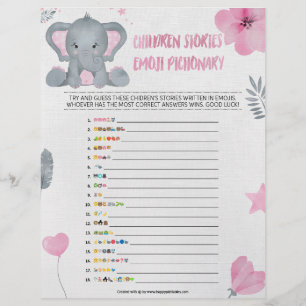 Children's Story Emoji Pictionary [Baby Elephant] Letterhead