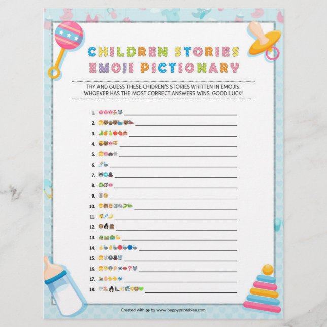 Children's Story Pictionary [Baby Basics Blue] Letterhead (Front)