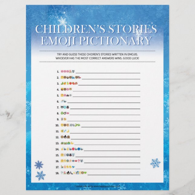 Children's Story Pictionary [Snowy Blue] Letterhead (Front)